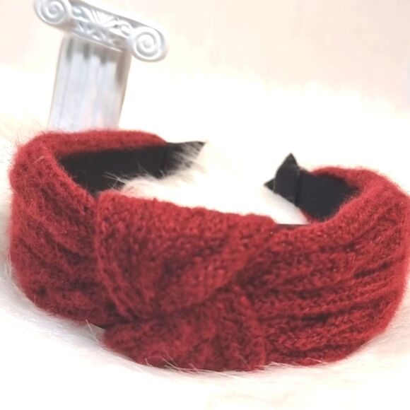 CABLE RIBBED SWEATER KNIT HEADBAND red - Picture 4 of 6